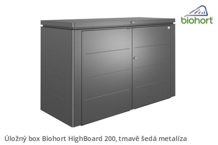 Úložný box HighBoard 200, tmavě šedá metalíza - Biohort