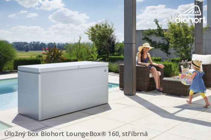 Úložný box LoungeBox 160, stříbrná metalíza - Biohort
