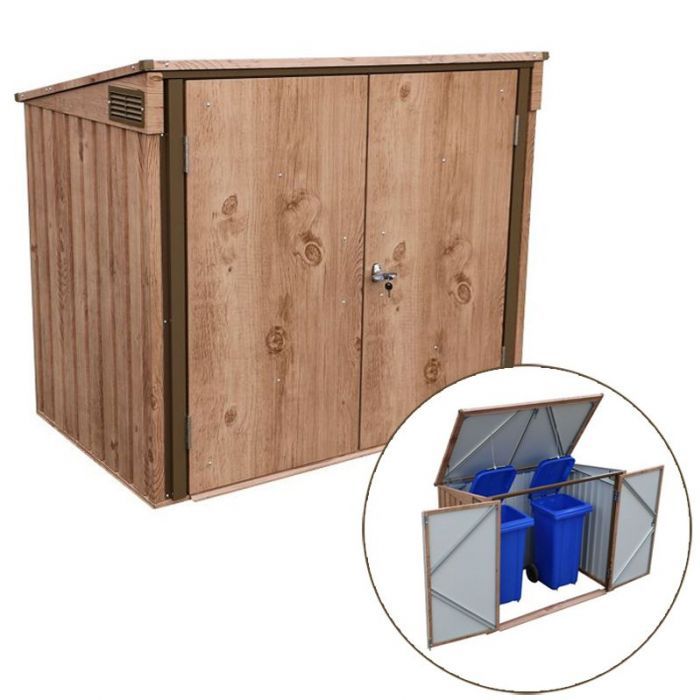 Úložný box na popelnice Duramax 154,2 x 96 cm x 130,5 cm - imitace dřeva 74045
