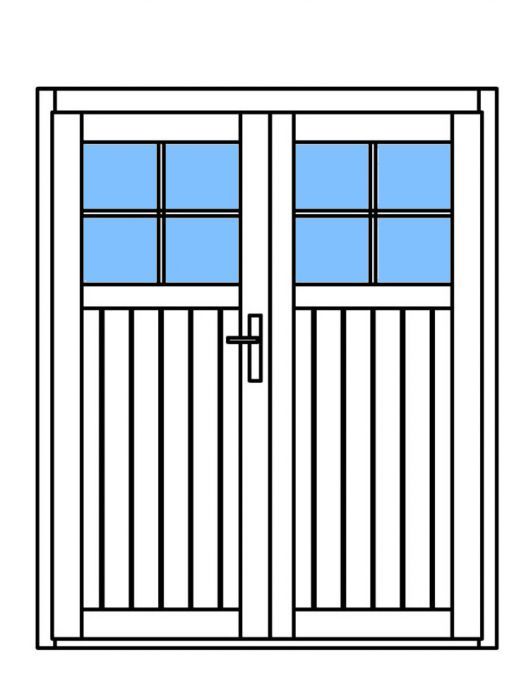Dřevěné dveře Linde 149x181 cm, 0/3 sklo, dvoukřídlé