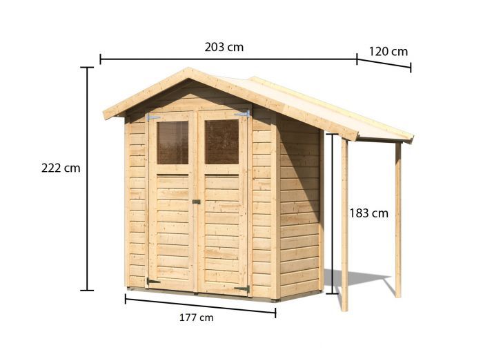 Zahradní domek Dana 177x120 s přístřeškem
