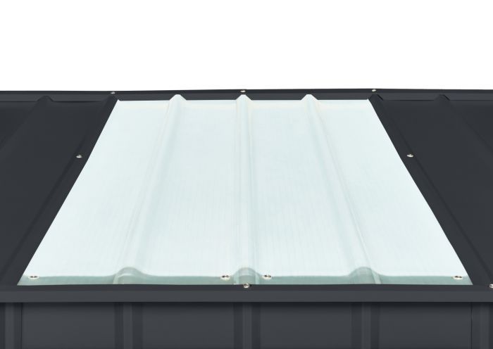 Plechový zahradní domek Globel 6x5 antracit se střešním oknem