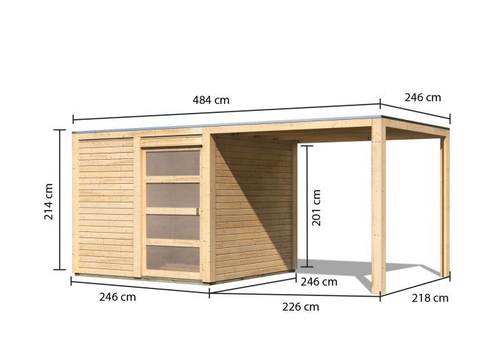 Zahradní domek Qubic 1 + přístavek (79847) natur