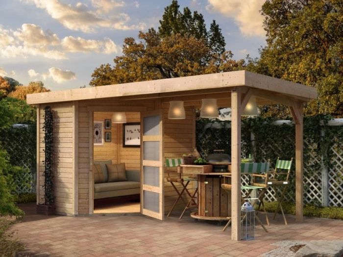Zahradní domek Karibu SCHWANDORF 3 přístavek 240 cm (77738) natur