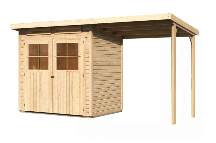 Dřevěný zahradní domek Karibu GLUCKSBURG 2 přístavek 190 cm (83229) natur