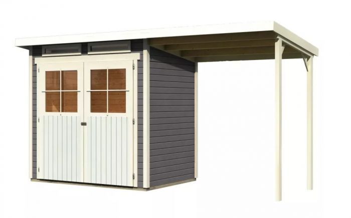 Dřevěný zahradní domek Karibu GLUCKSBURG 2 přístavek 190 cm (83230) terragrau