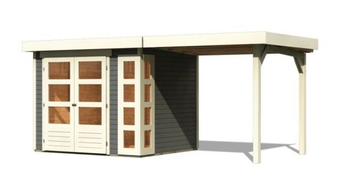 Dřevěný zahradní domek Karibu KERKO 3 přístavek 240 cm (82933) terragrau