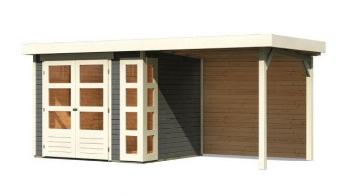 Dřevěný zahradní domek Karibu KERKO 3 přístavek 240 cm včetně zadní stěny (9186) terragrau