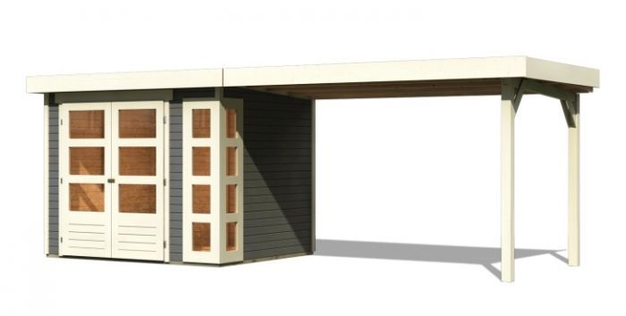 Dřevěný zahradní domek Karibu KERKO 3 přístavek 280 cm (82937) terragrau