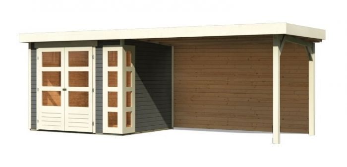 Dřevěný zahradní domek Karibu KERKO 3 přístavek 280 cm včetně zadní stěny (9188) terragrau