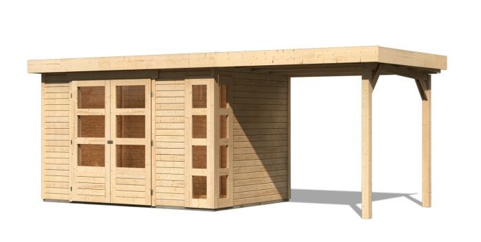 Dřevěný zahradní domek Karibu KERKO 4 přístavek 240 cm (82940) natur