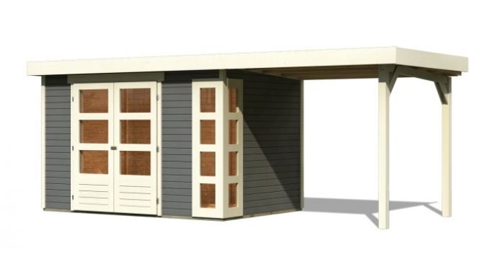 Dřevěný zahradní domek Karibu KERKO 4 přístavek 240 cm (82941) terragrau