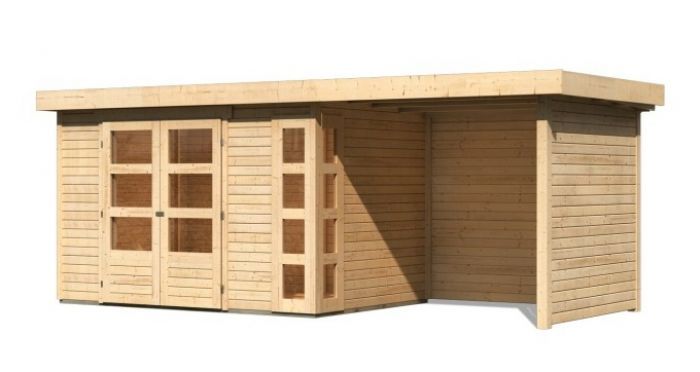 Dřevěný zahradní domek Karibu KERKO 4 přístavek 240 cm včetně zadní a boční stěny (82942) natur