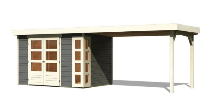 Dřevěný zahradní domek Karibu KERKO 4 přístavek 280 cm (82945) terragrau