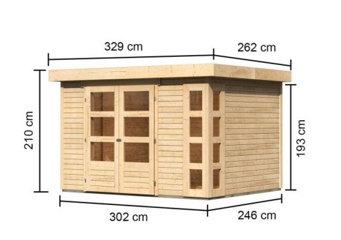 Dřevěný zahradní domek Karibu KERKO 5 (9183) natur