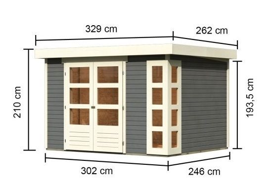 Dřevěný zahradní domek Karibu KERKO 5 (9184) terragrau