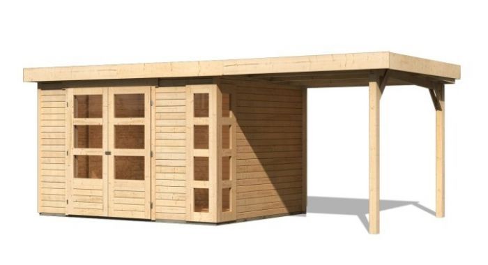 Dřevěný zahradní domek Karibu KERKO 5 přístavek 240 cm (9193) natur