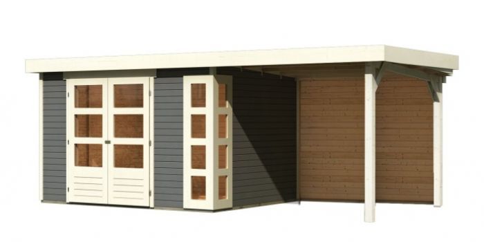 Dřevěný zahradní domek Karibu KERKO 5 přístavek 240 cm včetně zadní stěny (9196) terragrau