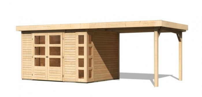 Dřevěný zahradní domek Karibu KERKO 5 přístavek 280 cm (9199) natur