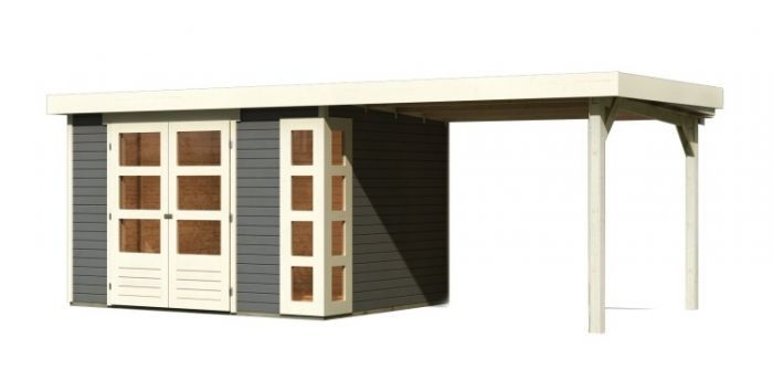 Dřevěný zahradní domek Karibu KERKO 5 přístavek 280 cm (9203) terragrau