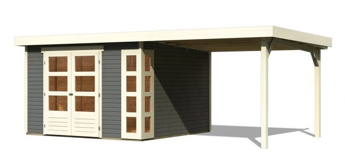 Dřevěný zahradní domek Karibu KERKO 6 přístavek 240 cm (38732) terragrau