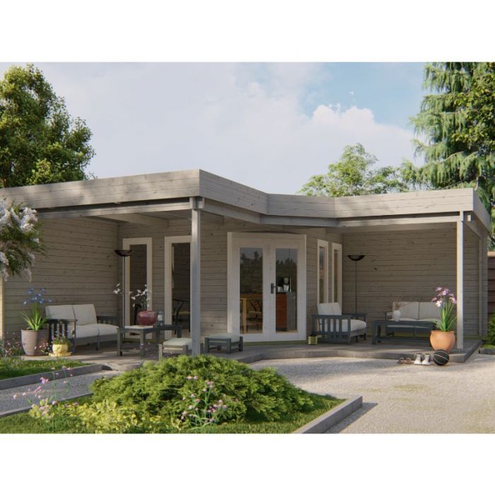 Zahradní domek Jutka 360x360 s terasou a přístřeškem