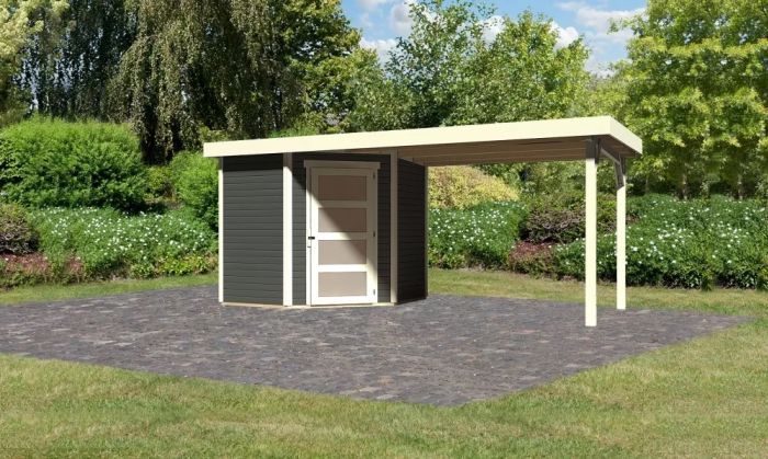 Zahradní domek Karibu SCHWANDORF 3 přístavek 280 cm (77743) terragrau