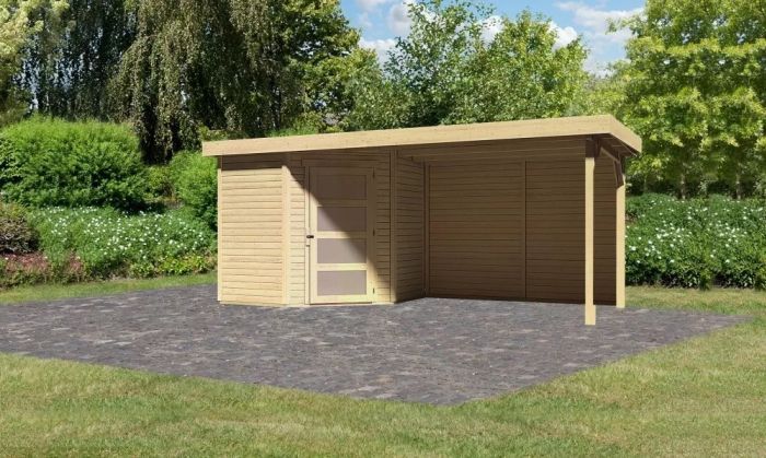 Zahradní domek Karibu SCHWANDORF 3 přístavek 280 cm včetně zadní stěny (9212) natur