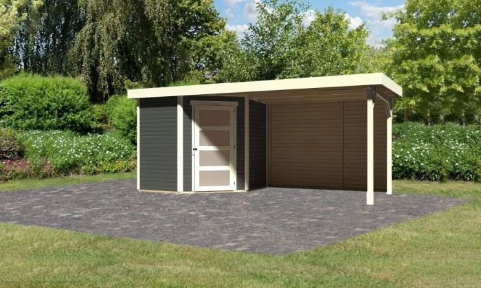 Zahradní domek Karibu SCHWANDORF 3 přístavek 280 cm včetně zadní stěny (9213) terragrau