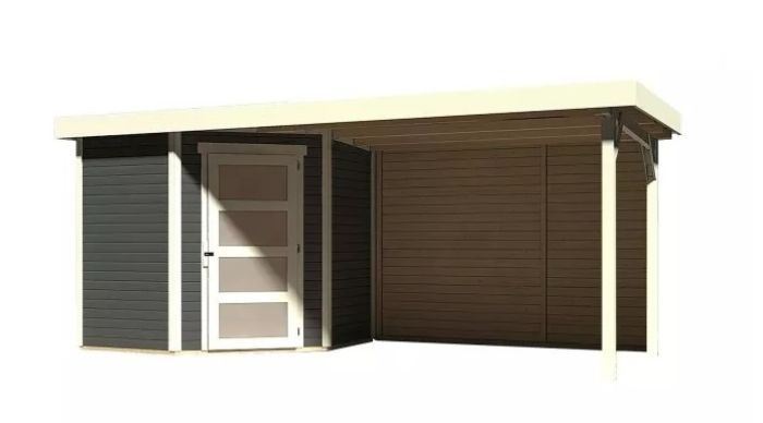 Zahradní domek Karibu SCHWANDORF 3 přístavek 280 cm včetně zadní stěny (9213) terragrau