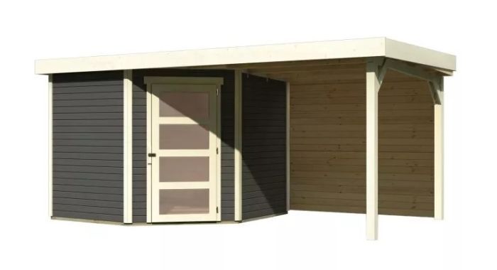 Zahradní domek Karibu SCHWANDORF 5 přístavek 240 cm včetně zadní stěny (9215) terragrau