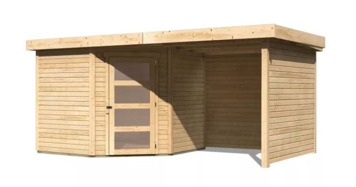 Zahradní domek Karibu SCHWANDORF 5 přístavek 240 cm včetně zadní a boční stěny (77748) natur