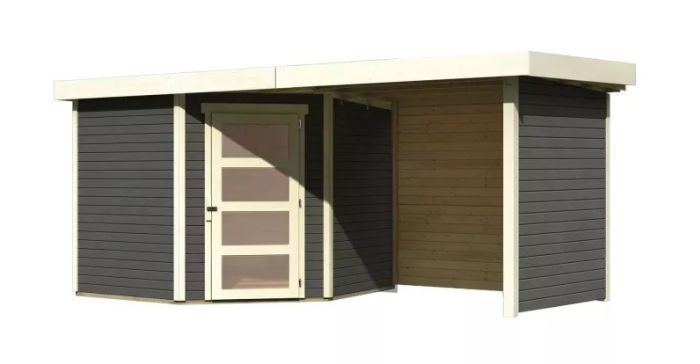Zahradní domek Karibu SCHWANDORF 5 přístavek 240 cm včetně zadní a boční stěny (77749) terragrau