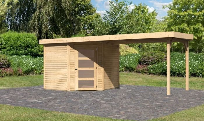 Zahradní domek Karibu SCHWANDORF 5 přístavek 280 cm (77750) natur