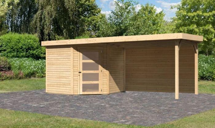Zahradní domek Karibu SCHWANDORF 5 přístavek 280 cm včetně zadní stěny (9218) natur