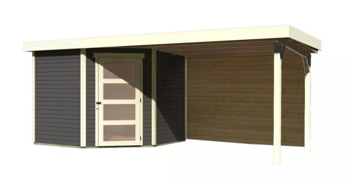 Zahradní domek Karibu SCHWANDORF 5 přístavek 280 cm včetně zadní stěny (9219) terragrau