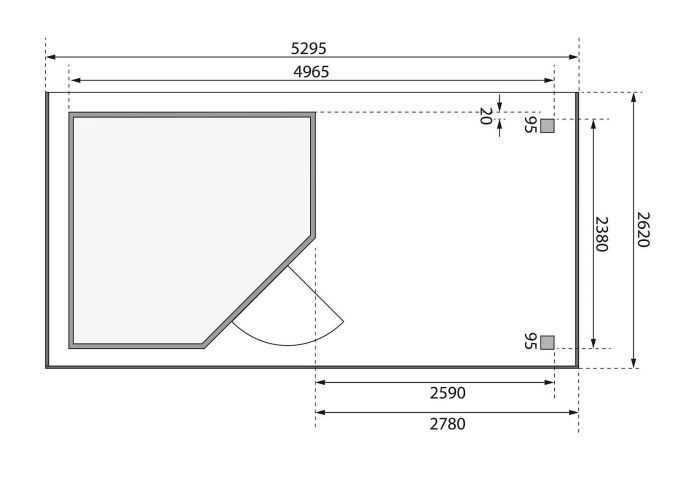 Zahradní domek Karibu SCHWANDORF 5 přístavek 280 cm včetně zadní stěny (9219) terragrau