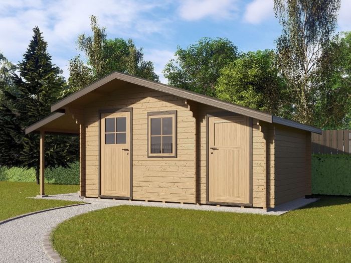 Zahradní domek Zita 440x300 Ekonomik s přístřeškem
