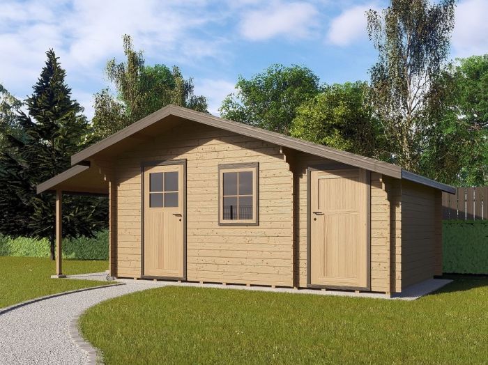 Zahradní domek Zita 490x300 Ekonomik s přístřeškem