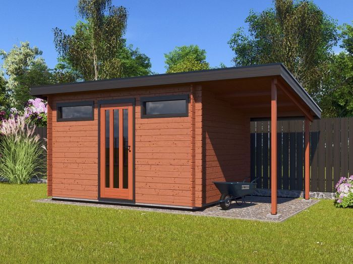 Zahradní domek Artur 350x200 Ekonomik s přístřeškem
