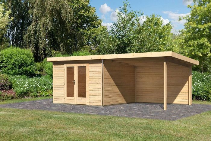 Zahradní domek Karibu RADEBURG 1 přístavek 330 cm včetně zadní stěny (31472) natur