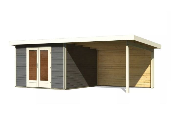 Zahradní domek Karibu RADEBURG 1 přístavek 330 cm včetně zadní stěny (31474) terragrau