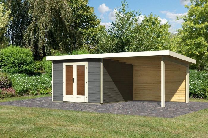 Zahradní domek Karibu RADEBURG 1 přístavek 330 cm včetně zadní stěny (31474) terragrau