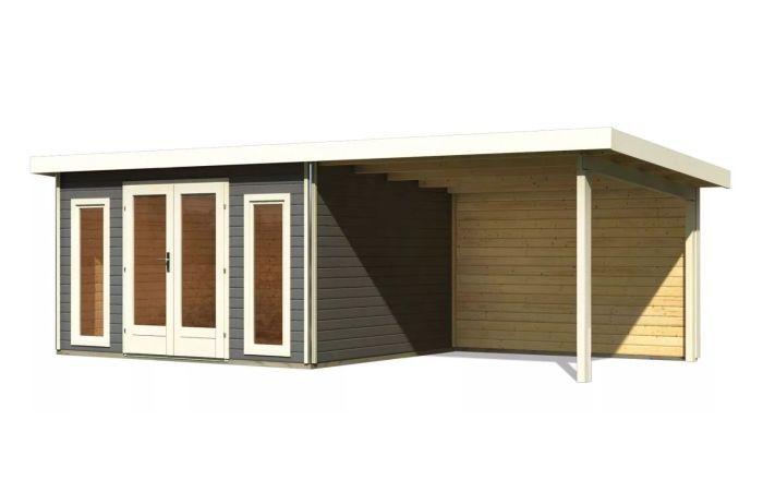 Zahradní domek Karibu RADEBURG 2 přístavek 330 cm včetně zadní stěny (31483) terragrau