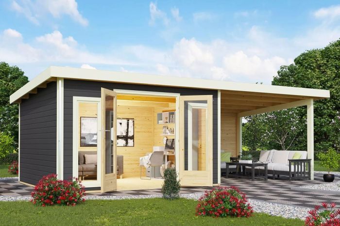 Zahradní domek Karibu RADEBURG 2 přístavek 330 cm včetně zadní stěny (31483) terragrau