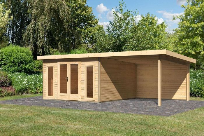 Zahradní domek Karibu RADEBURG 3 přístavek 330 cm včetně zadní stěny (31488) natur