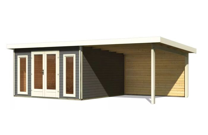 Zahradní domek Karibu RADEBURG 3 přístavek 330 cm včetně zadní stěny (31489) terragrau