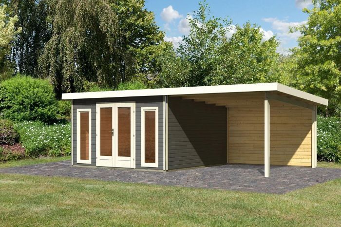 Zahradní domek Karibu RADEBURG 3 přístavek 330 cm včetně zadní stěny (31489) terragrau