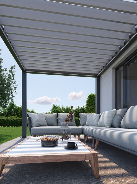 Zahradní hliníková pergola 300x300, tmavě šedá/stříbrná metalíza - Biohort