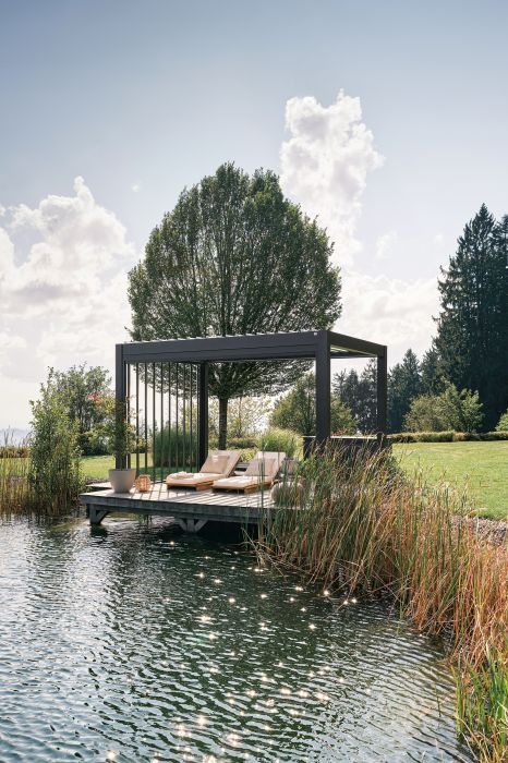 Zahradní hliníková pergola 400x300, tmavě šedá/stříbrná metalíza - Biohort